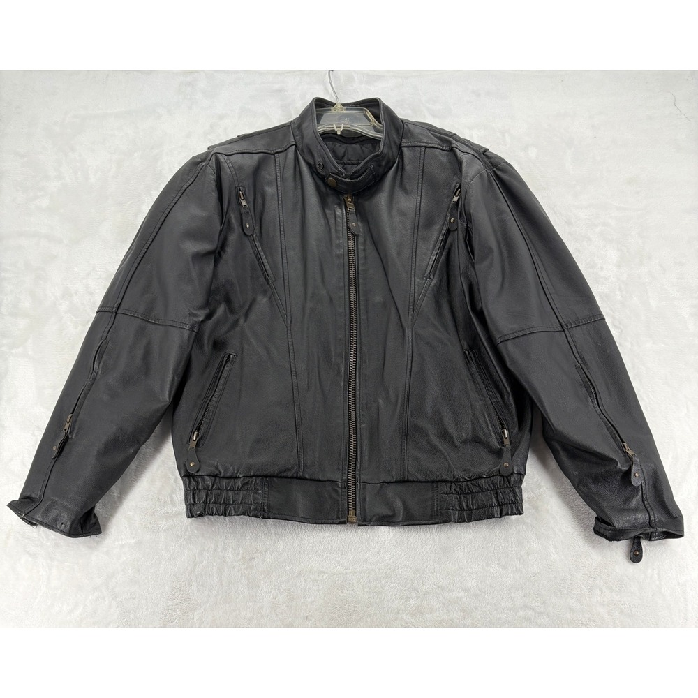 Dream Apparel Leather Biker Jacket 42 Black Thinsulate Padded Motorcycle Coat